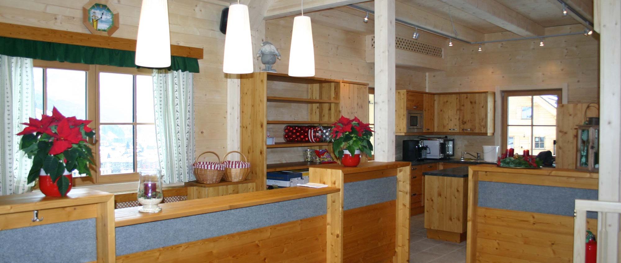 Rezeption und Shop im Hüttendorf Schladming